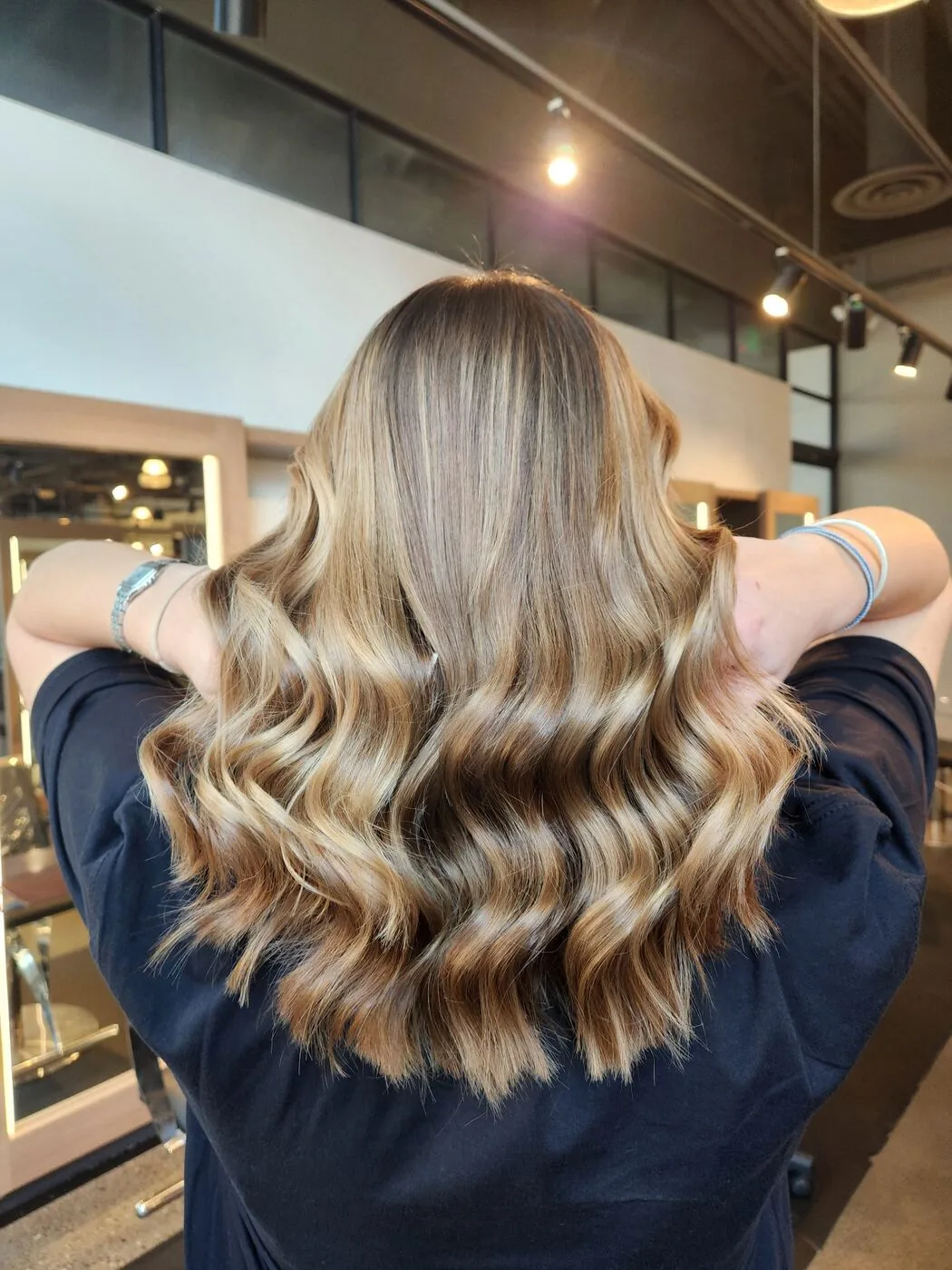 After — luminous cool blonde with soft root melt
